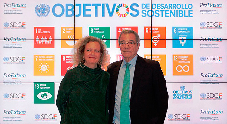 César Alierta con Paloma Durán, directora del Fondo de Naciones Unidas para los ODS. 