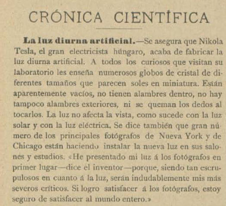La Energía eléctrica. 1899, n.º 9, pág.6.