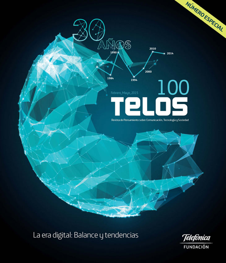 Este número especial conmemora un doble aniversario: Telos cumple treinta años y cien números. Celebramos tres décadas en las que Telos se ha convertido en un referente español e internacional en el pensamiento sobre comunicación, tecnología y sociedad, y en las que ha sido testigo de excepción de la evolución de las TIC, gracias a las que avanzamos hacia un futuro digital que hoy ya vivimos como presente. Veintiocho autores, en su mayor parte miembros del Consejo Científico de Telos, hacen balance de estas tres décadas.