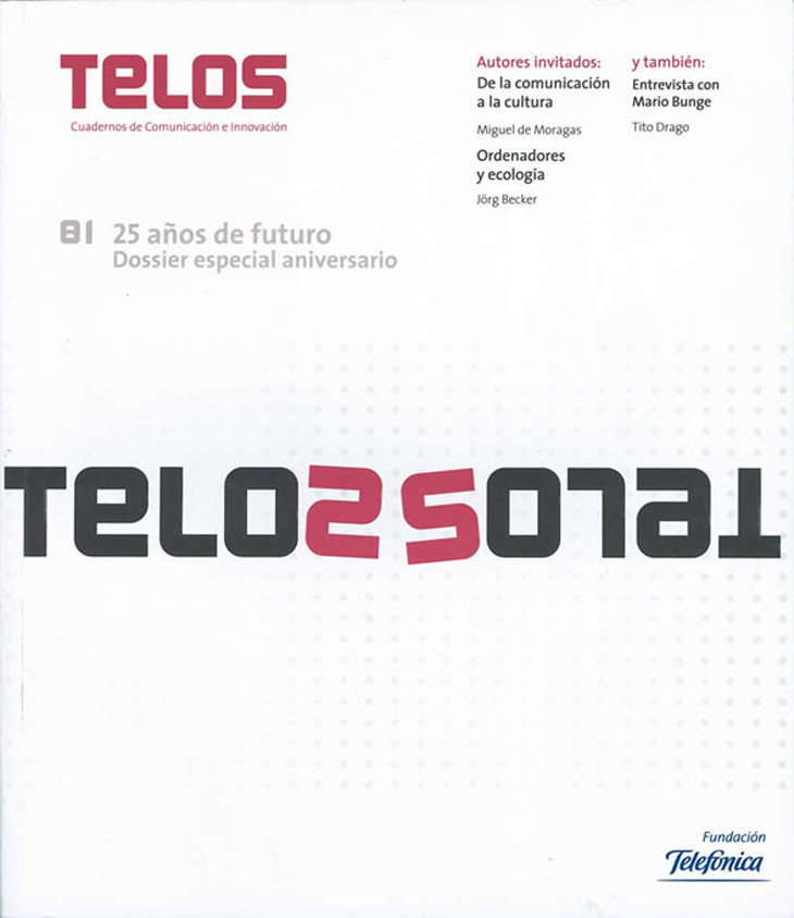 En este número conmemoramos los 25 años de la revista, para lo que invitamos a expertos relevantes a que escribieran un artículo, muchos de los cuales continúan siendo colaboradores habituales de Telos y han repetido en nuestra revista número 100: Fernando Vallespín, Mª Pilar Diezhandino, Mª Trinidad García Leiva, Juan José Perona, Mª Luz Barbeito, Ángel García Castillejo…