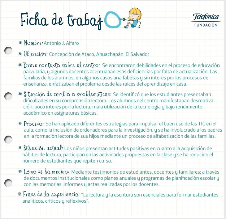 Ficha de El Salvador del proyecto Transformación de Escuelas en Latinoamérica