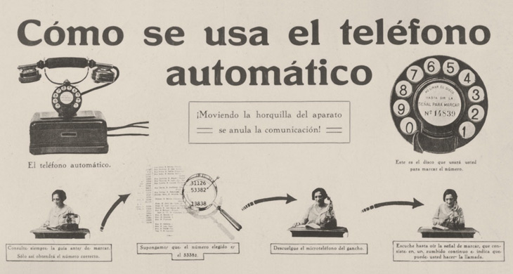 Anónimo, 1927. Cartel de instrucciones de uso del teléfono.