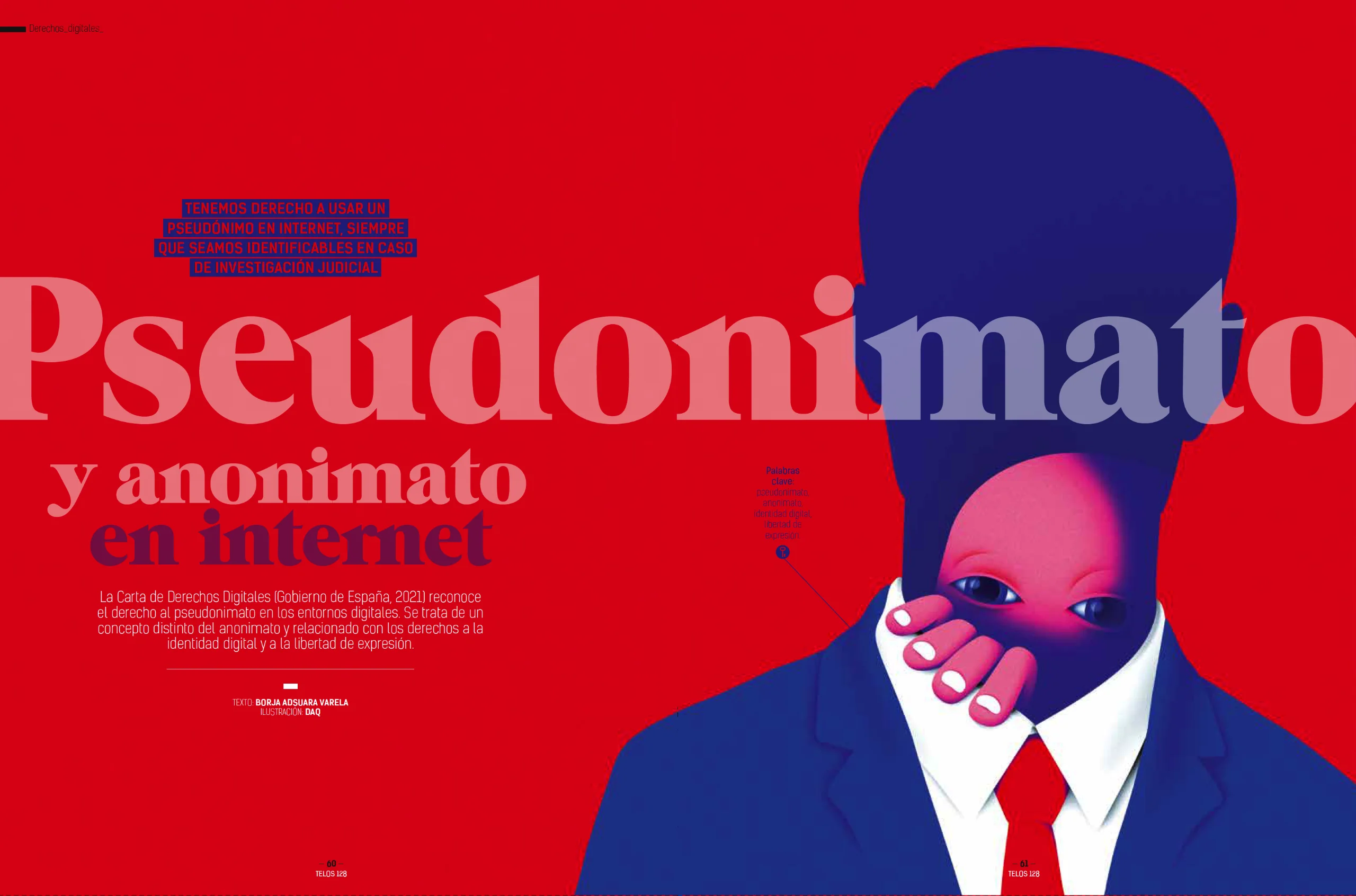 Captura de un artículo acerca del pseudoanonimato en Telos 128
