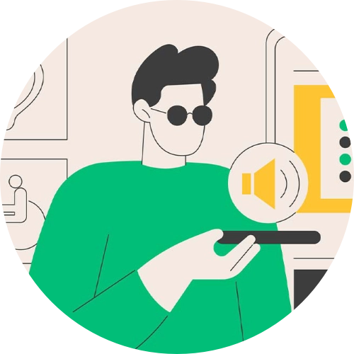 Ilustración de Visual Generation para Telos 128: "¿Y si no pudiera ver la pantalla? Cómo la tecnología puede incluir (o excluir) a las personas con discapacidad visual"