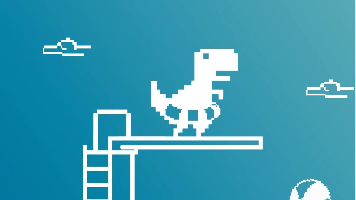 Imagen estilo pixelado de un dinosurio saltando a la piscina Imagen estilo pixelado de un dinosurio saltando a la piscina