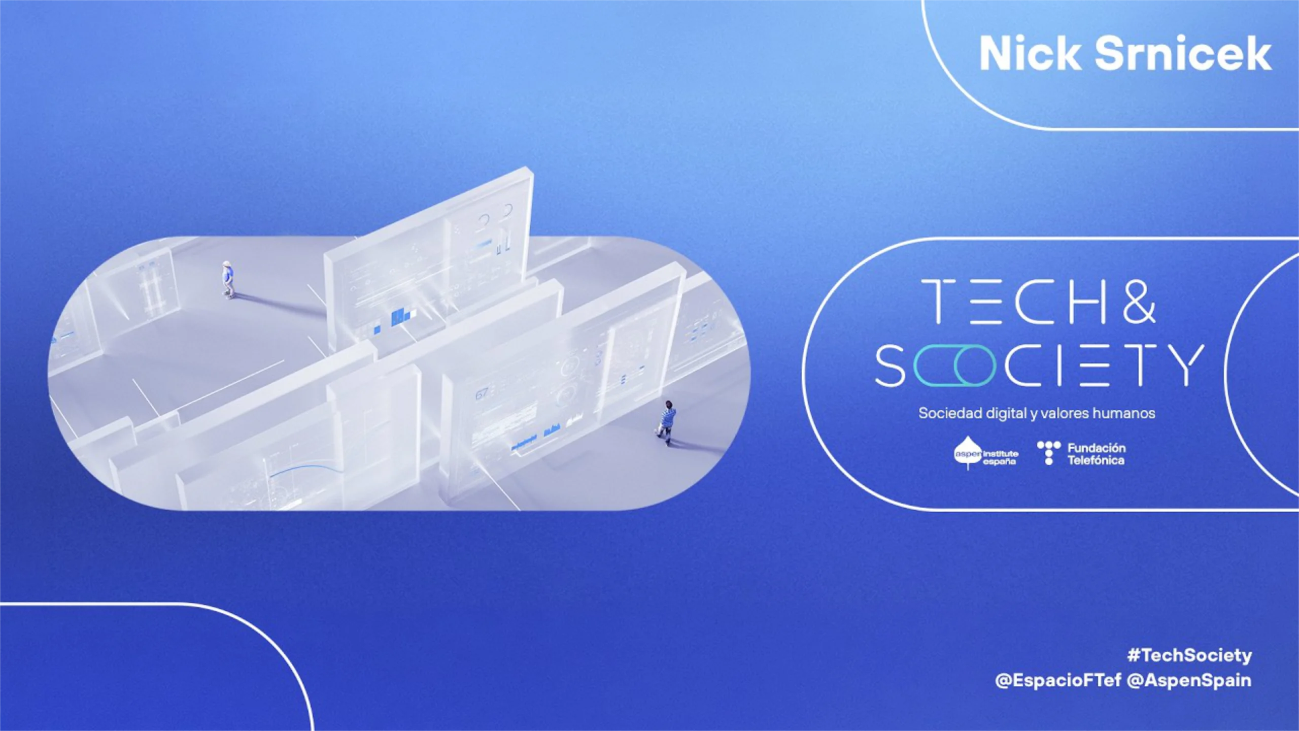Imagen trasera del streaming del evento Tech & Society: Nick Srnicek